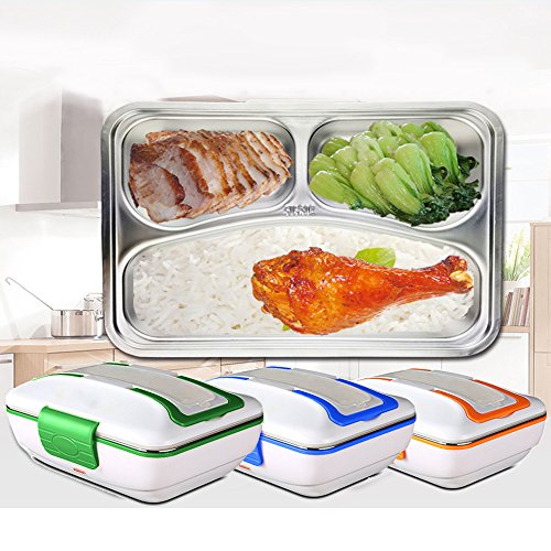 Lunch Box, Portable Electric Heating Lunch Warmer Box with Removable Stainless Steel Container Food Heater and a Car Charger