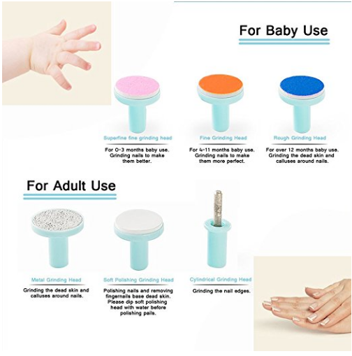 SW 6 Different Grinding Heads Electric Baby Nail Trimmer For Children