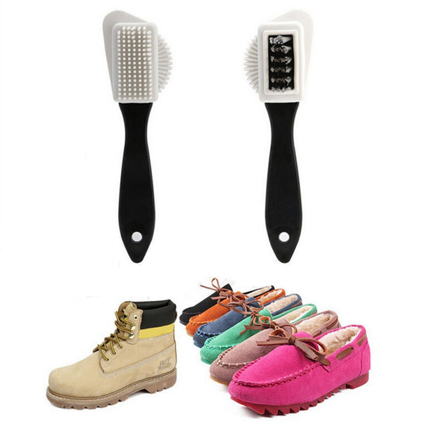 2Pcs New Black 3 Side Cleaning Brush For Suede Nubuck Boot Shoes S Shape Shoe Cleaner Wholesale
