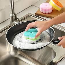 5pcs Flower Shape Sponge Brush Tableware Glass Wash Dishes Sponge Kitchen Home Cleaning Tool Sponge Kitchen Emery Magic