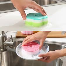 5pcs Flower Shape Sponge Brush Tableware Glass Wash Dishes Sponge Kitchen Home Cleaning Tool Sponge Kitchen Emery Magic